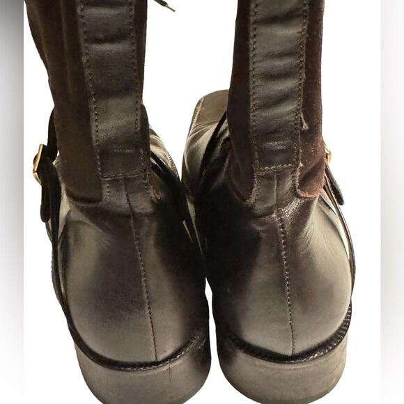 Vintage Colin Stuart Italy Black Brown Suede Equestrian Boots Women’s 7 - Picture 7 of 10